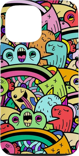 Vista 23 de iPhone 13 Monster Doodle Street Art Pattern, divertido estuche de estilo urbano