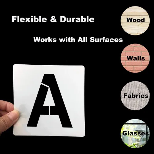 Vista 7 de Plantillas de letras y números del alfabeto de 3 pulgadas, paquete de 40 plantillas de letras y números con letreros para pintar sobre madera
