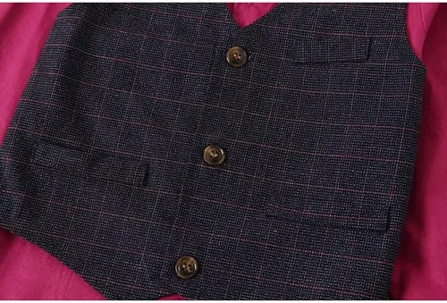 Vista 4 de Conjunto falso de 2 piezas para bebé niño con camisa y pantalón
