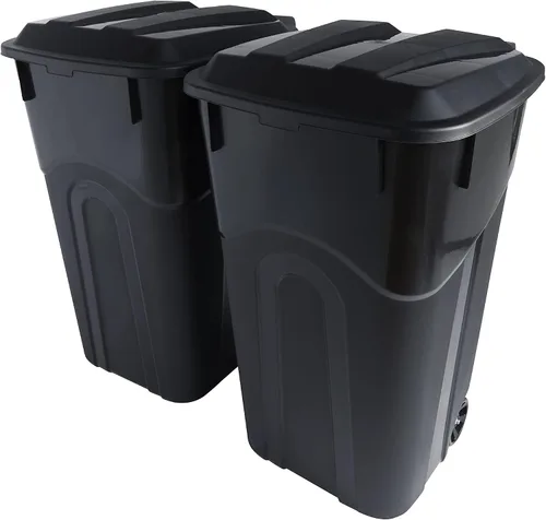 Vista 13 de United Solution TI0087 - Contenedor de basura redondo de 20 galones, color negro, fácil de transportar con construcción resistente, asas de paso