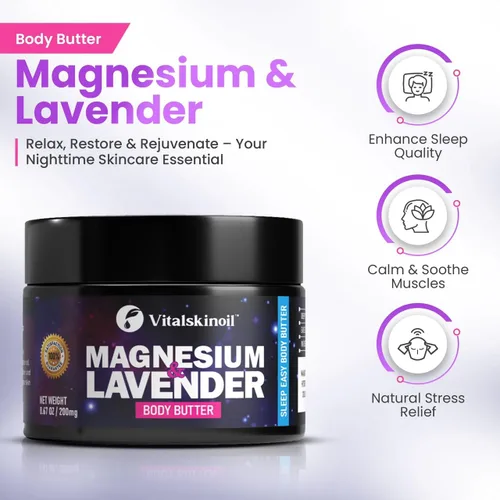 Vista 2 de Loción de magnesio, crema corporal para la noche y la hora de acostarse, alivio calmante para las piernas cansadas, mantequilla muscular