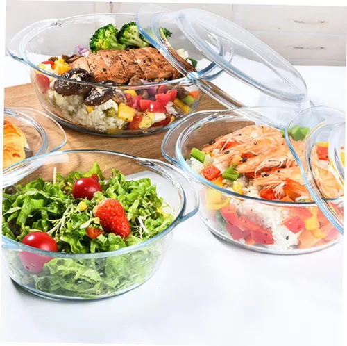 Vista 4 de 1pc Cuenco de vidrio cubierto pasta con cubierta