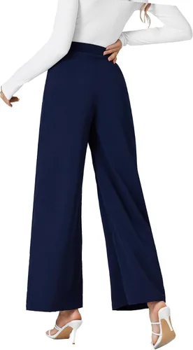 Vista 2 de LYANER Pantalones largos de trabajo con cremallera lateral y cintura alta para mujer