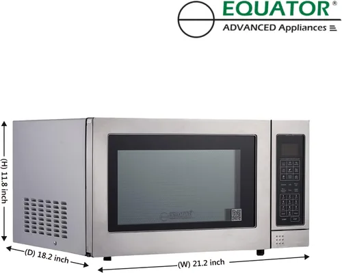 Vista 3 de Horno de microondas 3 en 1 Equator de acero inoxidable de 1.2 pies cúbicos con convección, parrilla y sensor de cocción, encimera SS negra