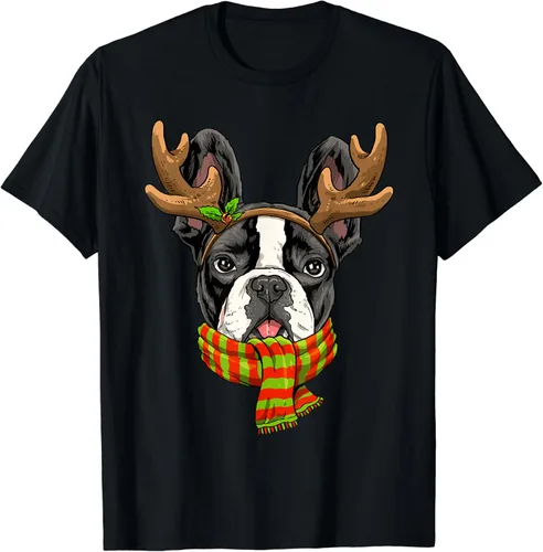 Vista 2 de Camiseta de Navidad para perro Bulldog Francés, Negro, S