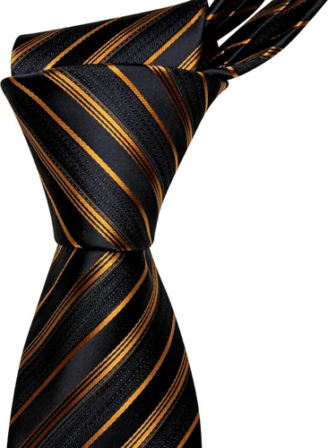 Vista 337 de Barry.Wang Juego de corbatas para hombre, corbata de seda a rayas, tejido a cuadros, gemelos formales, negocios, boda