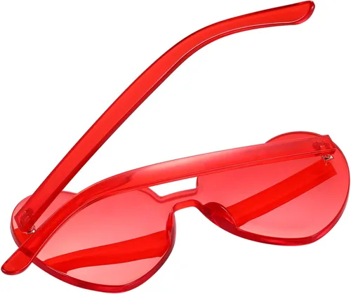 Vista 5 de Maxdot - Lentes de sol transparentes sin marco con forma de corazón para fiestas