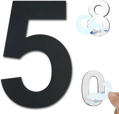 Vista 40 de Números de casa autoadhesivos – Números de puerta de acero inoxidable de 6 pulgadas para exteriores – Número de casa grande y moderno, número