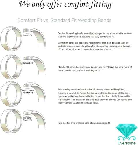 Vista 7 de Everstone Anillo plano personalizado con grabado mate y cepillado para hombres, mujeres, hombres, mujeres, para su novio, para novia, anillo