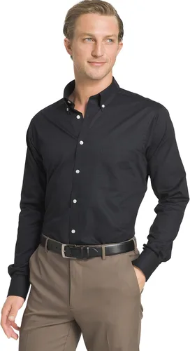 Vista 2 de IZOD Camisa de vestir para hombre, ajuste regular, elástica, con cuello abotonado