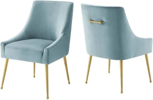 Vista 10 de Modway Discern - Juego de 2 sillas de comedor tapizadas de terciopelo de rendimiento, color gris