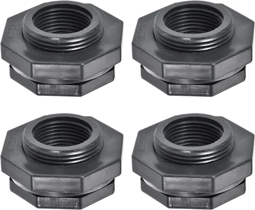 Vista 6 de M METERXITY Paquete de 2 accesorios de mamparo de PVC – Conector de tanque de agua de doble rosca, con junta de silicona, para acuarios