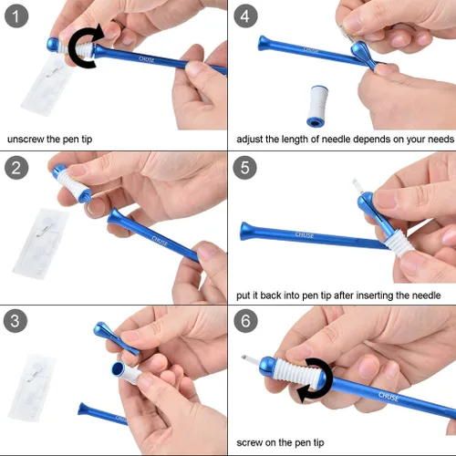 Vista 5 de CHUSE M99 Microblading Pen Pluma Manual de Maquillaje Permanente con Diseño de Patente de Aspecto (azul)