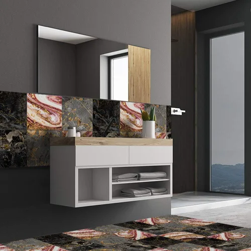 Vista 9 de Alwayspon 10 calcomanías de transferencia de azulejos de vinilo con efecto mármol, 6 x 6 pulgadas, calcomanías autoadhesivas para decoración de baño