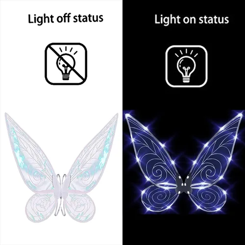 Vista 2 de Oprtuisi Adult Fairy Wings, Shiny Transparent Princess Wings, Angel Wings Sutable for Halloween Costume Dress Up