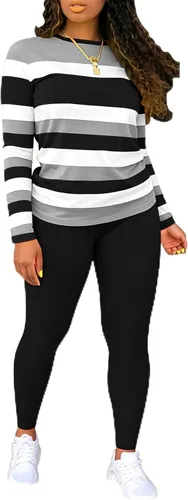 Vista 24 de Nimsruc Conjuntos de dos piezas para mujer casual 6536 Negro