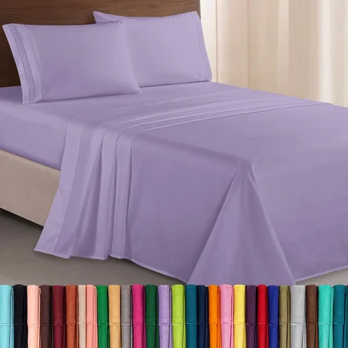 Vista 11 de Elegant Comfort Lujoso juego de sábanas de microfibra de alta calidad 1500 hoteleras bordadas de tres líneas más suaves de 4 piezas, resistente a