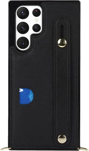 Vista 9 de CCSmall Funda para Samsung Galaxy S22 Ultra Crossbody con tarjetero KB Negro