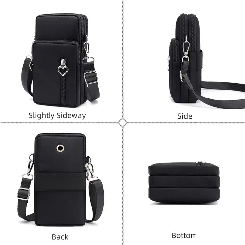 Vista 3 de Bolsa para teléfono celular, resistente al agua, bolsa de viaje, bolsa deportiva para brazos, mini bolso de hombro con correa ajustable