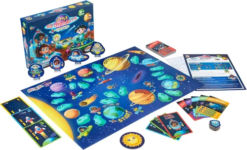 Vista 2 de Little Astronauts - Juego de mesa para niños a partir de 4 años – Carrera de cohetes alrededor del sistema solar y explora el espacio – Divertido