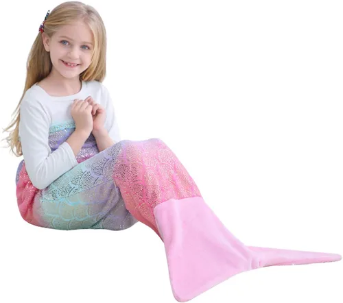 Vista 9 de VHOME Manta de Sirena para Niños - Cálida Manta para Sala de Estar y Sofá, Mantas Abraciciosas para Niños, Regalo de Cumpleaños