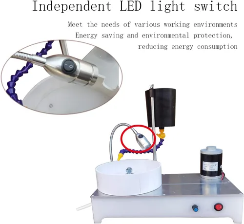Vista 5 de DC 24V Gem Faceting Machine 120W Jade Pulidora Pulidora de roca Pulidora de roca Pulidora de ángulo de joya con pantalla digital y mango mecánico