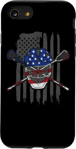 Vista 17 de iPhone 11 bandera estadounidense lacrosse Player Tee Lacrosse Portero caso