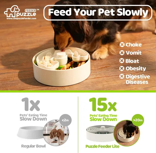 Vista 2 de Puzzle Feeder Cuenco de alimentación lenta para perros con base antideslizante, diseño de velocidad ajustable, insertos de rompecabezas extraíbles