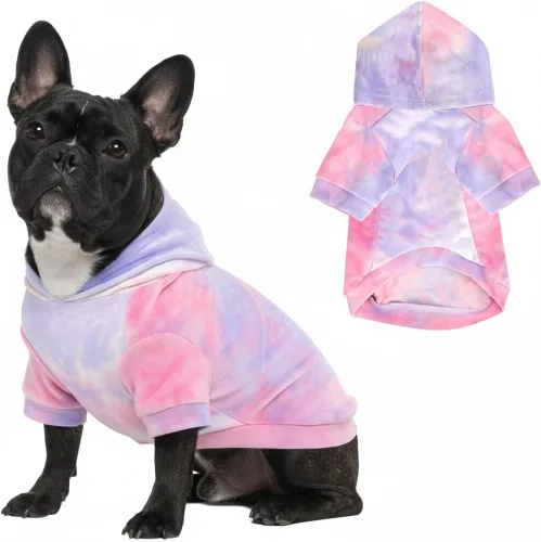 Vista 8 de Mklhgty: sudadera con capucha tie dye para perros y gatos, suéter para cachorros, sudadera, abrigo para clima frío, ropa para mascotas para perros