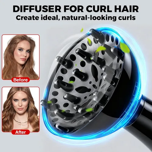 Vista 7 de Kit de Secador de Pelo Iónico de Temperatura Constante de 13 Piezas - Juego de Secador de Pelo Profesional Ligero, Bajo Ruido, 1800W para Mujeres