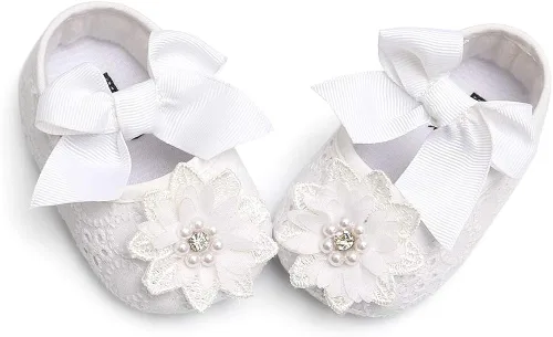 Vista 6 de Ohwawadi Zapatos de bebé para niña zapatos planos Mary Jane de princesa para vestido de boda zapatos de cuna para recién nacidos bebés bebés