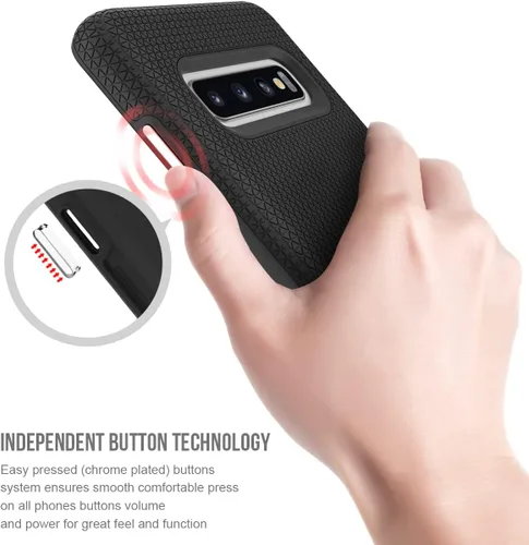 Vista 4 de KIOMY Funda para Samsung Galaxy S10, a prueba de golpes, diseño híbrido, parte trasera de policarbonato duro con interior de TPU flexible 2 en 1