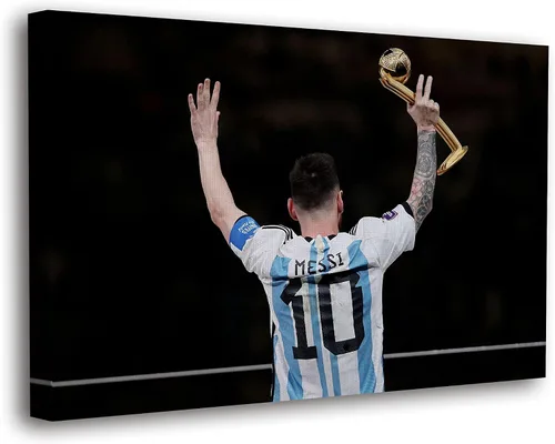 Vista 11 de SpiritualHands Lionel Messi - Póster en lienzo de Messi Argentina, póster de fútbol de Leo Messi para dormitorio de niños, 8 x 12 pulgadas, listo