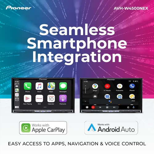Vista 3 de Pioneer AVH-W4500NEX Pantalla táctil capacitiva de 7 pulgadas, doble DIN, inalámbrico y con cable Apple CarPlay y Android Auto, Bluetooth, CD/DVD