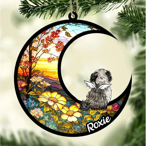Vista 780 de LOVELYPOD Adorno de Navidad personalizado para perro Basset Hound (marrón) Basset Hound (marrón) adorno para atrapasoles de perro, razas de perros