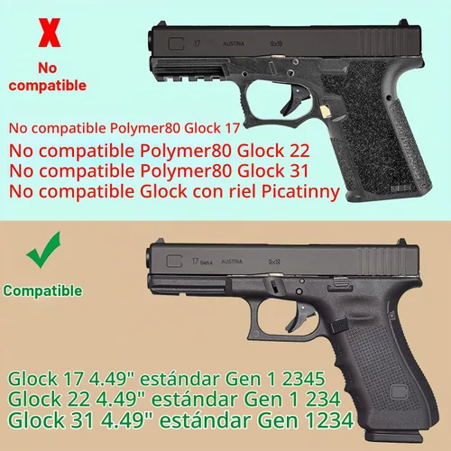 Vista 2 de POLE.CRAFT Funda OWB compatible con Glock 17 (Gen 1-5) / Glock 22 31 (Gen 1-4) compatible con Glock 19 19X 25 44 45 (Gen 1-5) / Glock 23 32