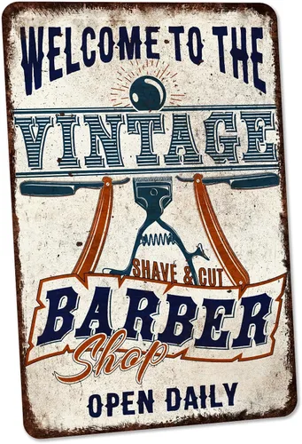 Vista 19 de Chico Creek Signs Letrero de barbería, decoración de salón, 8 x 12 pulgadas, aluminio, retro