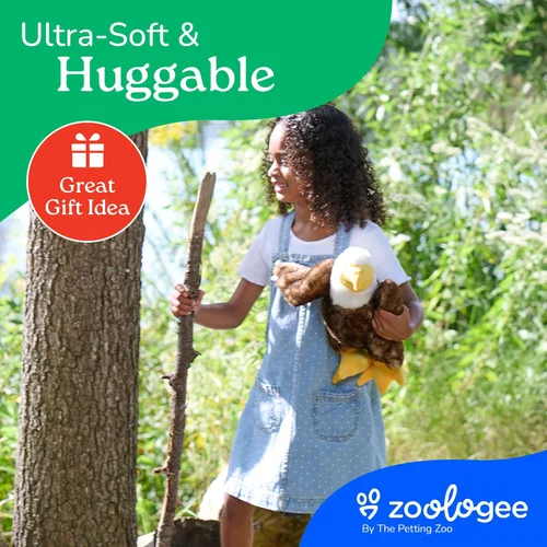 Vista 6 de The Petting Zoo Peluche de águila calva, regalos para niños, animales de vida silvestre Earth Keeperz, juguete de peluche de águila calva