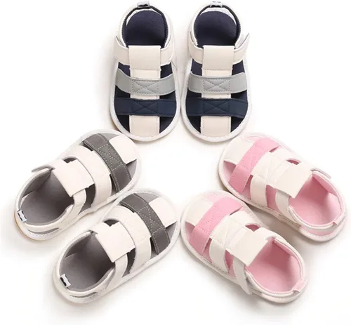 Vista 2 de COSANKIM Sandalias de verano para bebés, niños y niñas, antideslizantes, suela suave, zapatos de cuna para primeros pasos (0-18 meses)