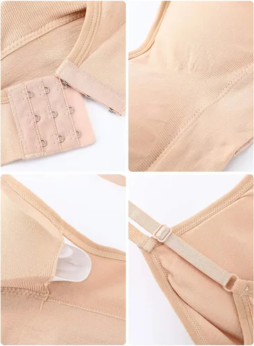 Vista 4 de Geyoga 6 piezas de brasier deportivo para mujer, sin varillas, sin varillas, brasier acolchado, camisola sin costuras, camiseta sin mangas