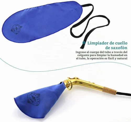 Vista 4 de Kit de limpieza de cuidado de limpiador de saxofón, kit de mantenimiento, aceite de clave, grasa de corcho, hisopo, paño de limpieza, reposamuñecas