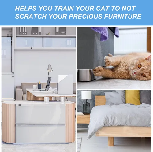 Vista 6 de Yaomiao Cinta antiarañazos para gatos, protector de muebles de arañazos de perros, transparente de doble cara para sofá, cinta adhesiva de vinilo