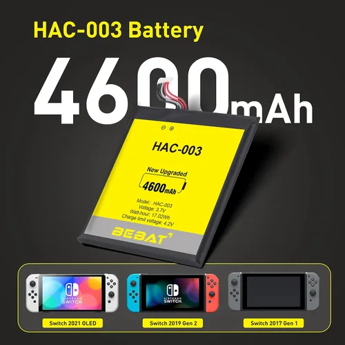 Vista 7 de HAC-003 Battery,4600mAh Replacement Battery for Switch 2017 Game Console HAC-001 HAC-A-BPHAT-C0 HAC-S-JP with Repair Tool Kit
