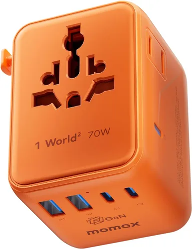 Vista 12 de MOMAX Mini Adaptador Universal de Viaje Mundial, 2 AC, Adaptador de Enchufe de Viaje Europeo Completo Reino Unido, Elementos Esenciales de Viaje