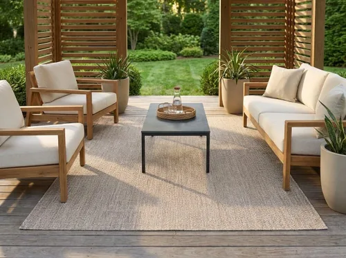 Vista 112 de Rugs.com Outdoor Solid Collection - Alfombra de pelo plano beige de 2 x 3 pulgadas, perfecta para entradas, cocinas, rincones de desayuno, piezas