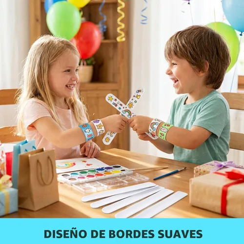 Vista 6 de LovesTown 48 pulseras blancas de palmada, pulseras a presión para fiestas
