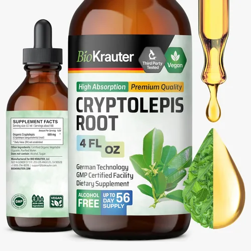 Vista 9 de BIO KRAUTER® Suplemento de apoyo inmunológico Cryptolepis - Tintura vegana de Cryptolepis Sanguinolenta, apoyo inmunológico natural y bienestar