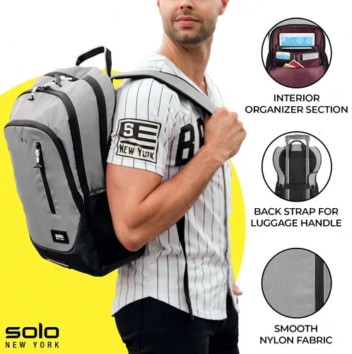 Vista 2 de Solo New York Mochila para laptop para mujeres y hombres, bolsa de mano para viajes y trabajo, bolsa ligera, bolsillos laterales de malla, correas