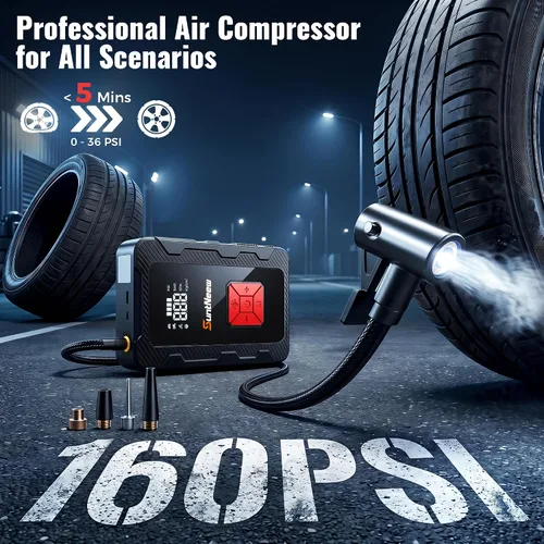 Vista 4 de Arrancador de salto 5000A 20000mAh con compresor de aire 160PSI