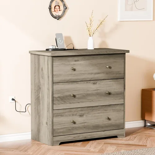 Vista 9 de VINGLI Cómoda con espejo para dormitorio con 6 cajones de almacenamiento, cómoda moderna, color plateado, 32 pulgadas de largo x 12 pulgadas
